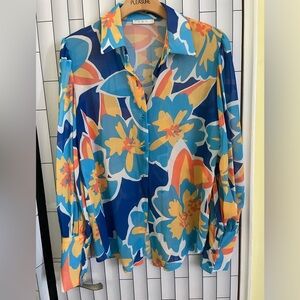 Madison Blue and Orange Floral Blouse